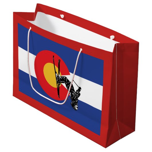 Colorado Flag und Skier Große Geschenktüte (Vorderseite Schrägansicht)