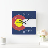 Colorado Flag und Slogan Quadratische Wanduhr (Zuhause)