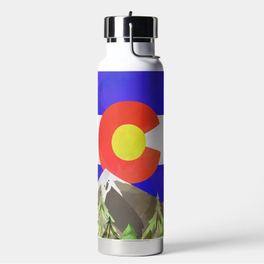 Colorado Flag Wasserflasche mit Bergen & Bäumen Trinkflasche (Links)