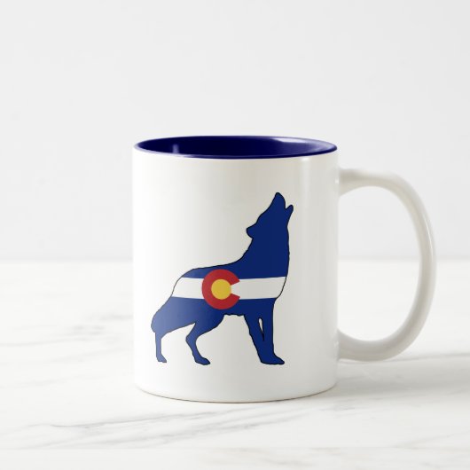 Colorado Flag Wolf Zweifarbige Tasse (Rechts)
