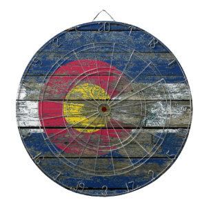 Colorado-Flagge auf rauen Holzplanken Effekt Dartscheibe