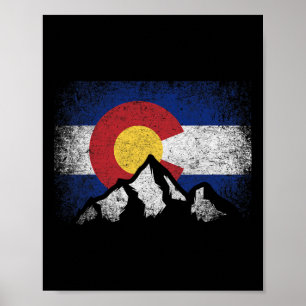 Colorado-Flagge Berg-Ski-Winter-Geschenk-Wanderer- Poster