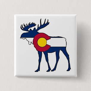 Colorado-Flagge-Elch-Quadrat-Button Button