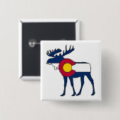 Colorado-Flagge-Elch-Taste Button (Vorne & Hinten)