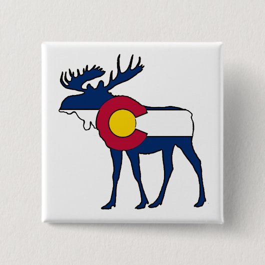Colorado-Flagge-Elch-Taste Button (Vorderseite)