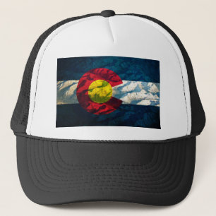 Colorado-Flagge Felsen-Berge Truckerkappe