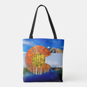 Colorado-Flagge ganz über Druck-Leinwand-Tasche Tasche