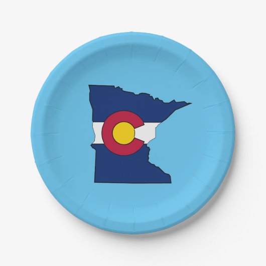 Colorado-Flagge Minnesota-Konturpapier-Teller Pappteller (Vorderseite)