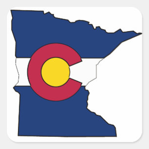 Colorado-Flagge Minnesota-Konturquadrataufkleber Quadratischer Aufkleber