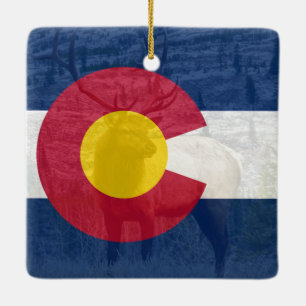 Colorado-Flagge mit Elch Keramikornament