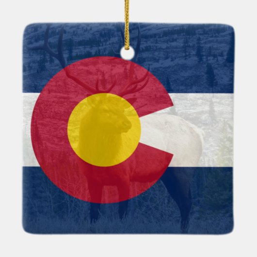 Colorado-Flagge mit Elch Keramikornament (Rückseite)