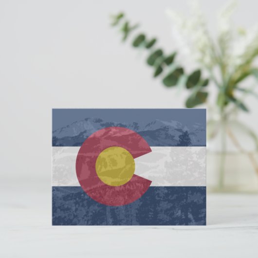 Colorado-Flagge mit Pikes-Peak-Postkarte Postkarte (Stehend Vorderseite)