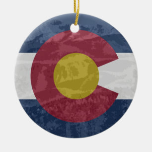 Colorado-Flagge mit SpießhöchstKeramikverzierung Keramik Ornament