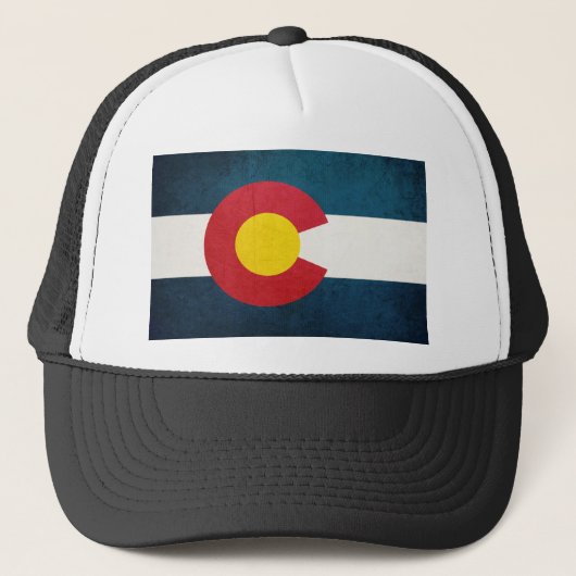 Colorado-Flagge rustikal Truckerkappe (Vorderseite)