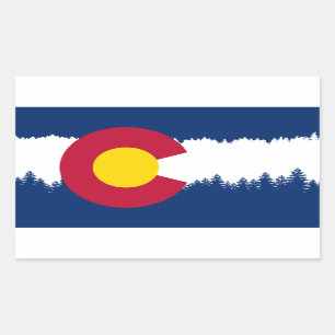 Colorado-Flagge Treeline Silhouette Rechteckiger Aufkleber
