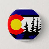 Colorado-Flaggen-Baum-Silhouette Button (Vorderseite)