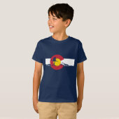 Colorado-Flaggen-T - Shirt - Skier - felsige Berge (Vorne ganz)