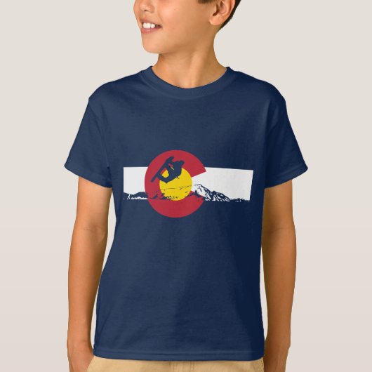Colorado-Flaggen-T - Shirt - Snowboarder - (Vorderseite)
