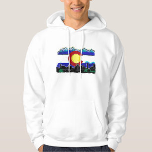 Colorado-Flaggendenver-Skyline künstlerischer Hoodie