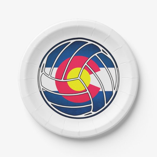 Colorado-Flaggenvolleyball-Papier-Teller Pappteller (Vorderseite)