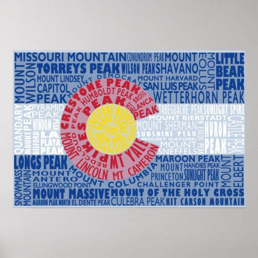 Colorado Fourteeners State Flag 14ers Poster (Vorne)