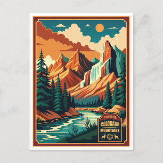 Colorado-Gebirge Retro-Farben Postkarte