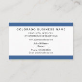 Colorado-Gebirgsberufliche Geschäfts-Karte Visitenkarte (Rückseite)