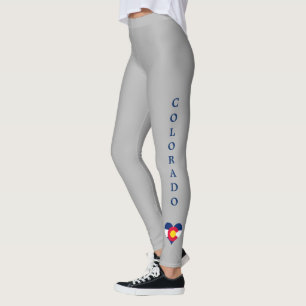 Colorado-Herz-Flaggen-Blau-Text Leggings