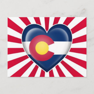 Colorado Herzenflagge mit Star Burst Postkarte