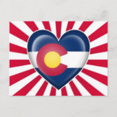 Colorado Herzenflagge mit Star Burst Postkarte (Vorderseite)