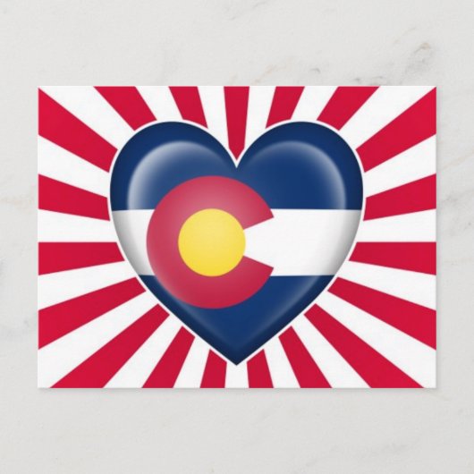 Colorado Herzenflagge mit Star Burst Postkarte (Vorderseite)