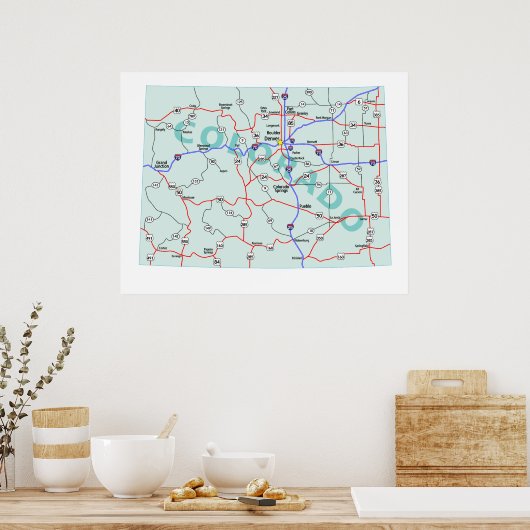 Colorado Interstate Map Poster (Küche)