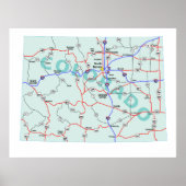 Colorado Interstate Map Poster (Vorne)