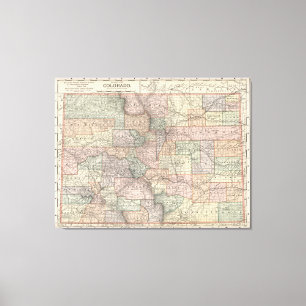 Colorado-Karte mit Städten und Landkreisen (1891) Leinwanddruck