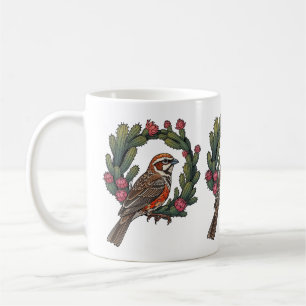 Colorado Lerchenstärling umgeben von roten Kakteen Kaffeetasse