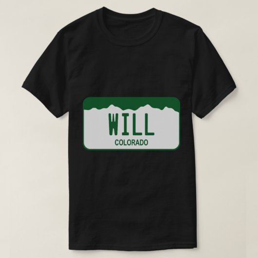 Colorado License Plate - Will T-Shirt (Design vorne)