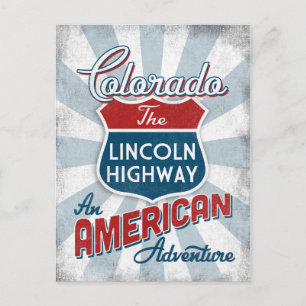 Colorado Lincoln Highway Vintage Amerika Postkarte