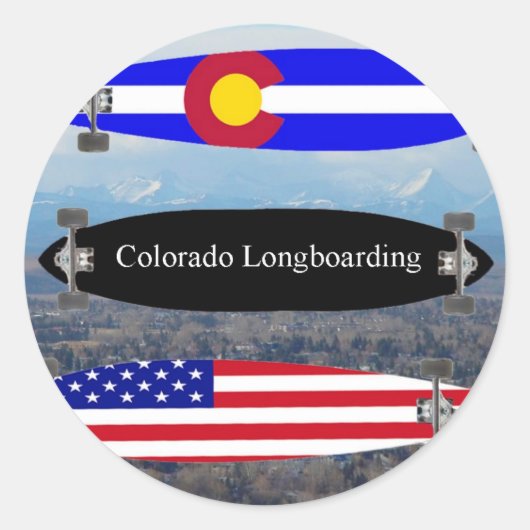 Colorado Longboarding Runder Aufkleber (Vorderseite)