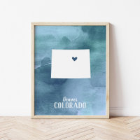 Colorado Map Blue Watercolor Personalisierte Kunst