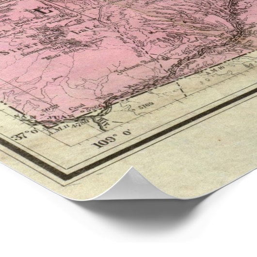 Colorado Map mit Städten (1884) Poster (Ecke)