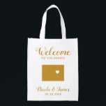 Colorado Map Wedding Welcome Bag, Gefallen Leckere Wiederverwendbare Einkaufstasche<br><div class="desc">Hochzeitswochenende Begrüßungsgeschenk-Tasche für Gäste aus der Stadt zu Ihrer Hochzeit,  mit dem Bild von Colorado,  mit Herz können Sie an der genauen Lage platzieren. Füllen Sie Tasche mit Ihren Lieblingsgoodies.</div>