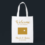 Colorado Map Wedding Welcome Bag, Gefallen Leckere Wiederverwendbare Einkaufstasche<br><div class="desc">Hochzeitswochenende Begrüßungsgeschenk-Tasche für Gäste aus der Stadt zu Ihrer Hochzeit,  mit dem Bild von Colorado,  mit Herz können Sie an der genauen Lage platzieren. Füllen Sie Tasche mit Ihren Lieblingsgoodies.</div>