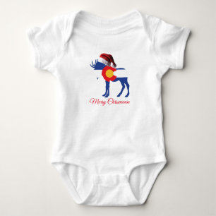 Colorado Moose in Weihnachtsmannmütze Baby Strampler