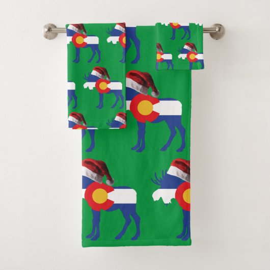 ColorADO mOSE TRAING A sANTA cLAUS hAT Badhandtuch Set (Insitu)