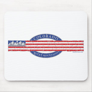 Colorado-Mountain-and-USA-Flag-Gray Mousepad