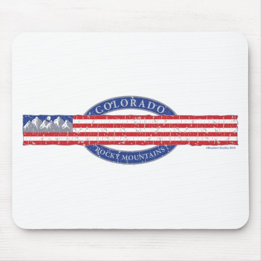 Colorado-Mountain-and-USA-Flag-Gray Mousepad (Vorne)