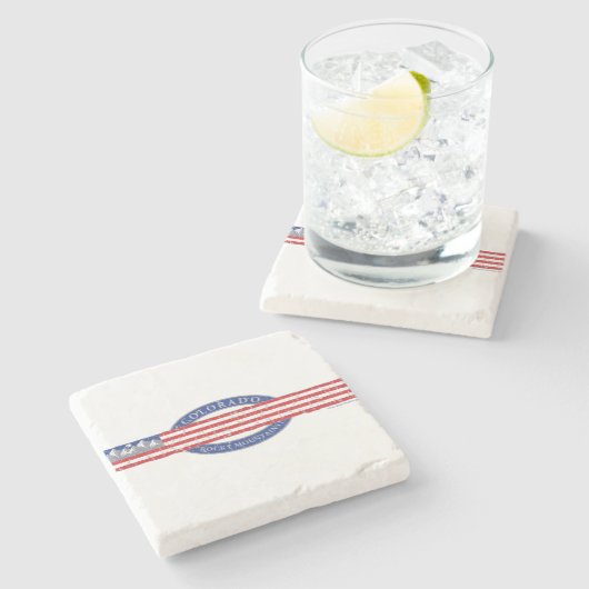 Colorado-Mountain-and-USA-Flag-Gray Steinuntersetzer (Seitenansicht)