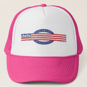 Colorado-Mountain-and-USA-Flag-Gray Truckerkappe