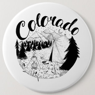 Colorado Mountain Camping Tinte Zeichnend Button
