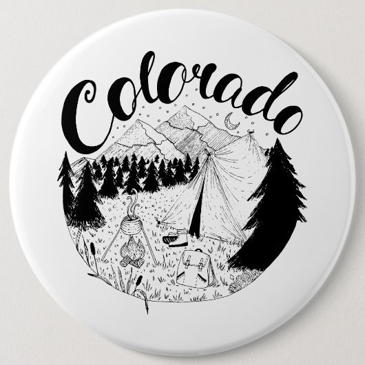 Colorado Mountain Camping Tinte Zeichnend Button (Vorderseite)